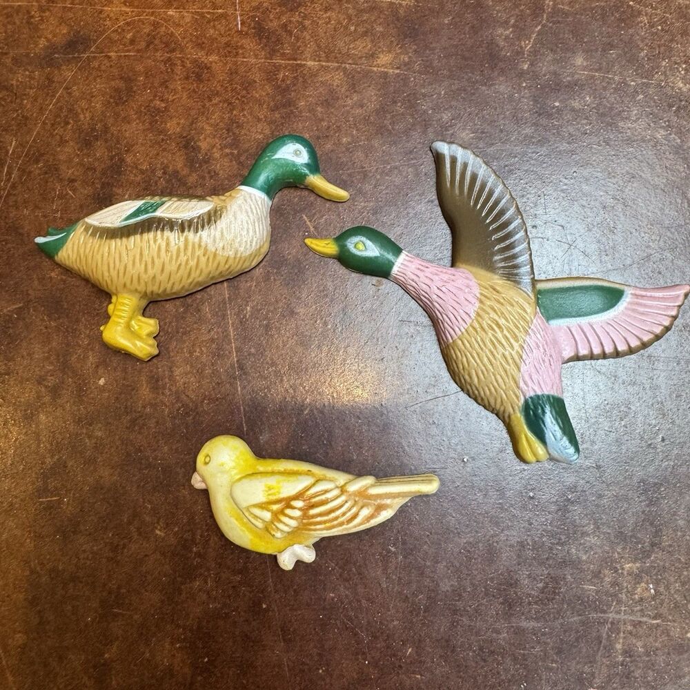 Vintage Mallard Duck Bird Refrigerator Magnets Lot of 3 Retro Kitchen Decor